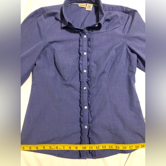 LL Bean blue, fitted with ruffle placket, S, button up shirt - Picture 8 of 13